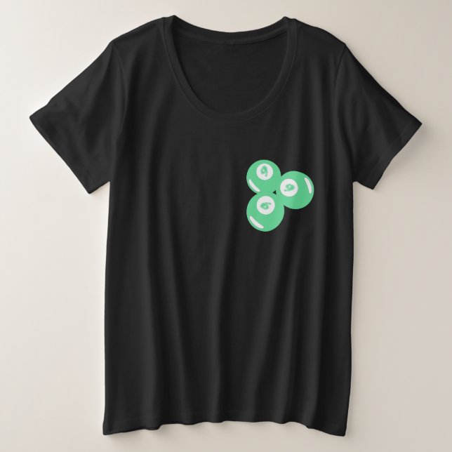 Camiseta Bolas Verde-azuladas Número da Sorte 9 (Frente do Design)