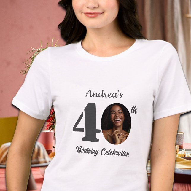 Camiseta Bold 40th Birthday Photo Guests (Criador carregado)