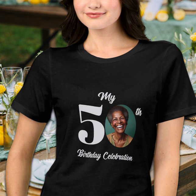 Camiseta Bold 50th Birthday Photo  (Criador carregado)