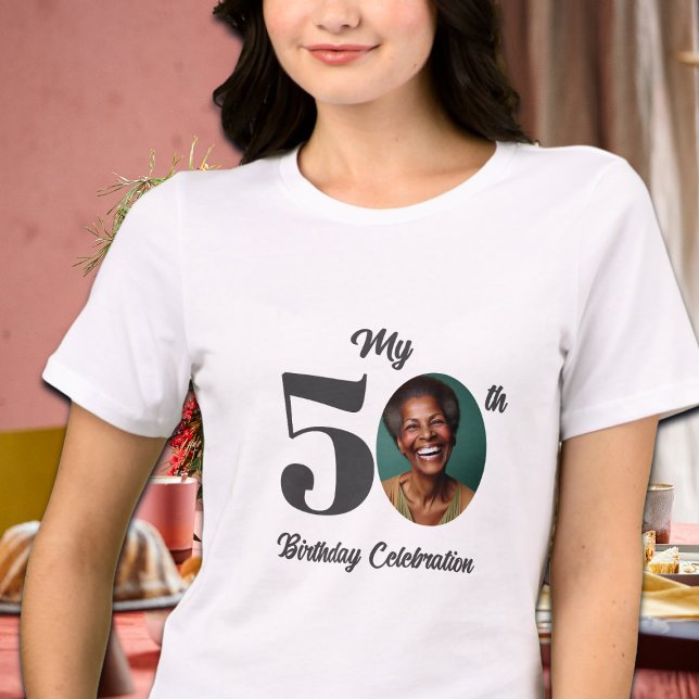 Camiseta Bold 50th Birthday Photo  (Criador carregado)