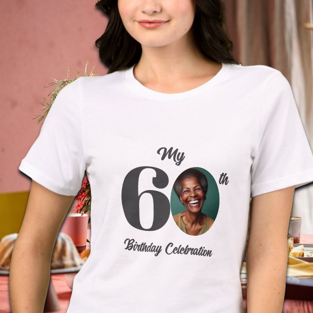 Camiseta Bold 60th Birthday Photo  (Criador carregado)