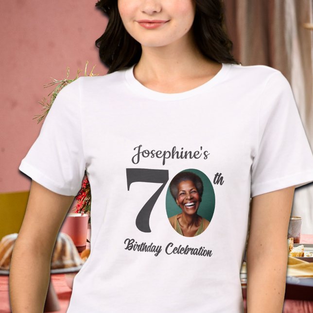 Camiseta Bold 70th Birthday Photo Guests (Criador carregado)