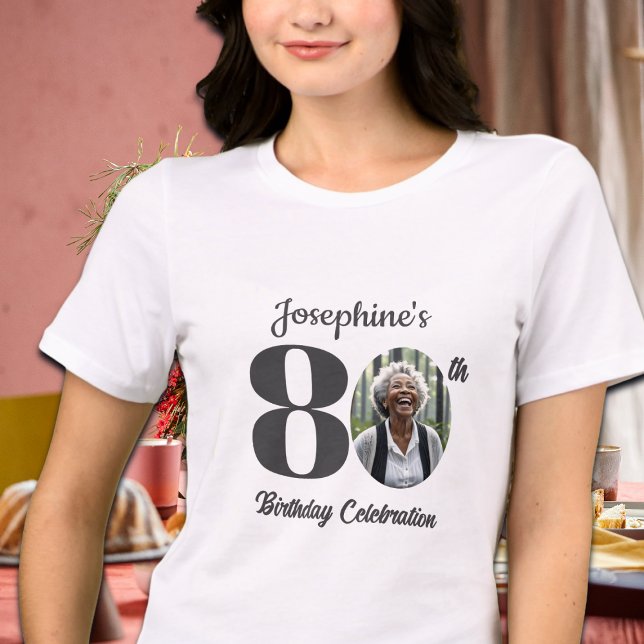 Camiseta Bold 80th Birthday Photo Guests (Criador carregado)