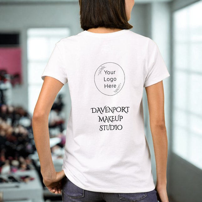 Camiseta Bold Black Employee Name Business Logo (Criador carregado)