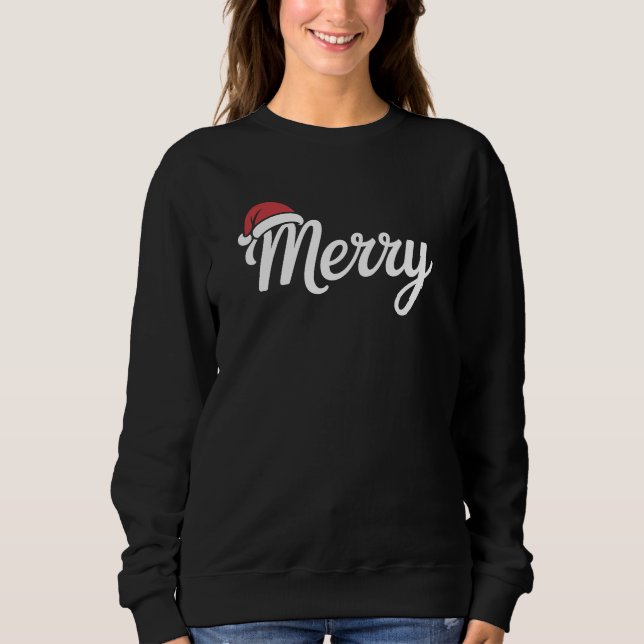 Camiseta Bold Black Merry Christmas Santa Hat (Frente)