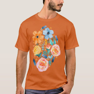 Camiseta Bold Blooms em chá escuro