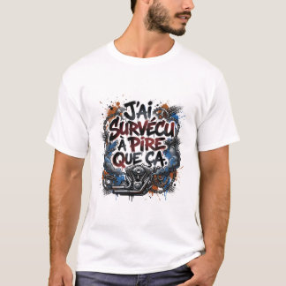 Camiseta Bold French biker quote – graffiti