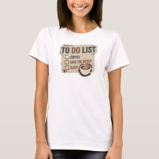 Camiseta Bold Gold CAFÉ PRIMEIRO SALVE O MUNDO Design Gráfi