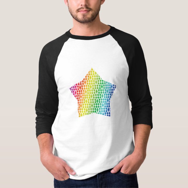 Camiseta Bold Rainbow Honeycomb e Diamond Pattern star (Frente)