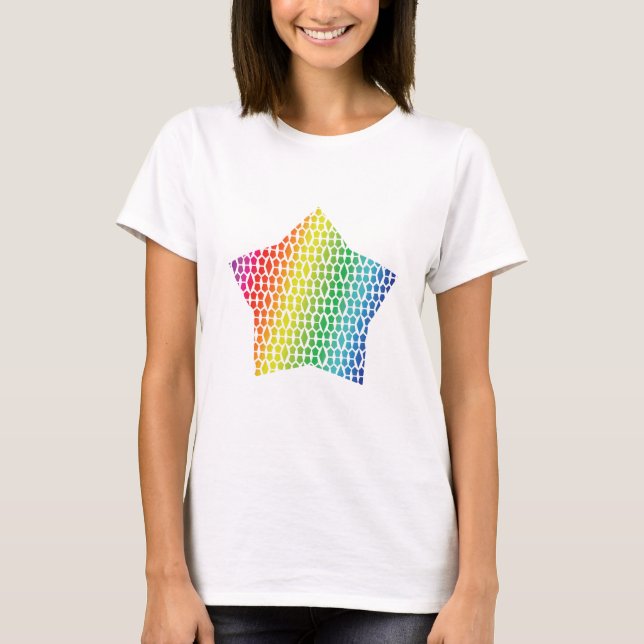Camiseta Bold Rainbow Honeycomb e Diamond Pattern star (Frente)