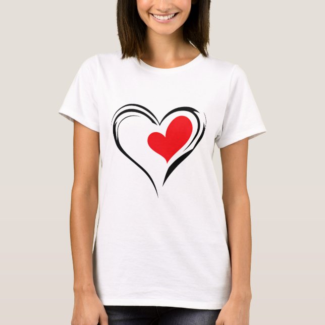 Camiseta Bold Red Heart – Minimal Romantic Love Design (Frente)
