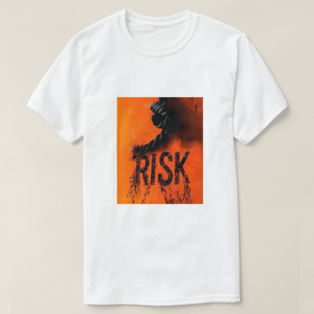 Camiseta Bold "RISK" Graphic with Rope — Motivational Distr (Frente do Design)