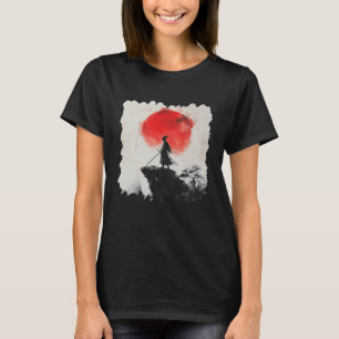 Camiseta Bold Samurai Espada Arte de Tinta Japonesa Sol Gue