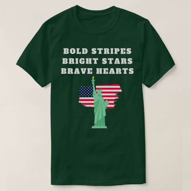Camiseta Bold stripes Bright Stars Corações corajosos 4º de (Frente do Design)