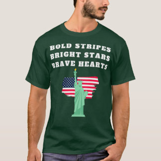Camiseta Bold stripes Bright Stars Corações corajosos 4º de