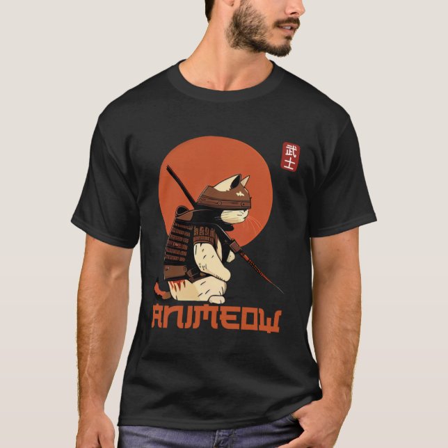 Camiseta Bold warrior cat in classic samurai armor Japanese (Frente)