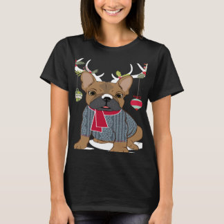 Camiseta Boletim Francês Cólvora Francesa Reindeer de Natal