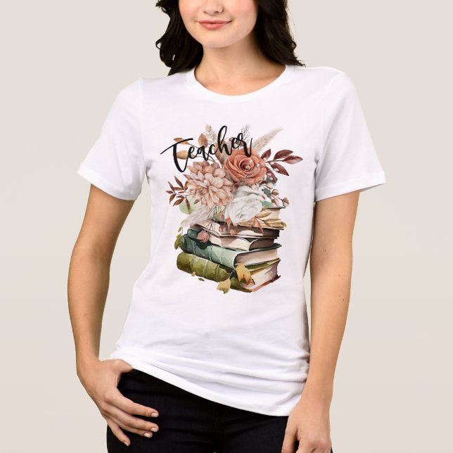 Camiseta Boletins de flores de escolas de professores, colh (Frente)