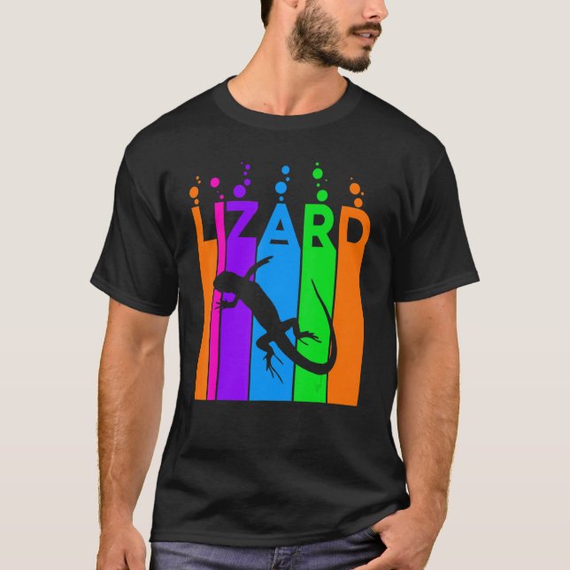 Camiseta Bolha Arco-Íris Animal Lizard com Silhout (Frente)