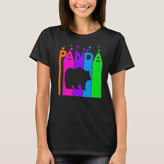 Camiseta Bolha Arco-Íris De Panda Animal Com Silhout (Frente)