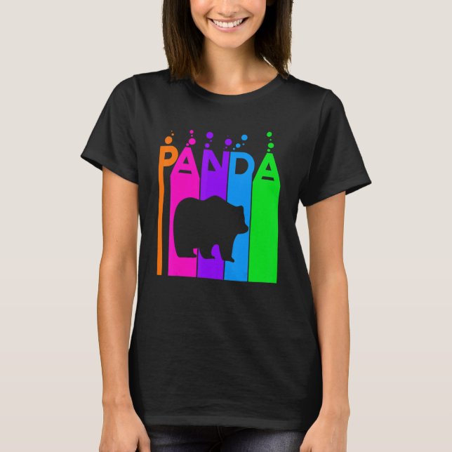 Camiseta Bolha Arco-Íris De Panda Animal Com Silhout (Frente)