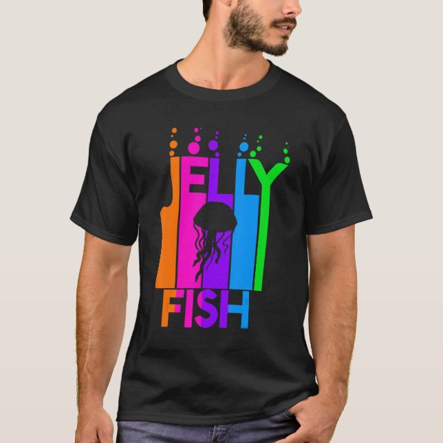 Camiseta Bolha Arco-Íris De Peixe Gelly Com Silhout (Frente)
