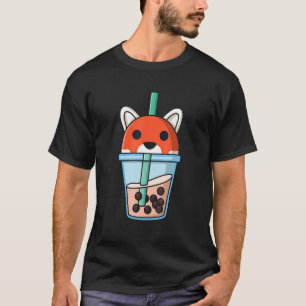 Camiseta Bolha Chá Fox Boba Pearls Sweet Red Panda Girl