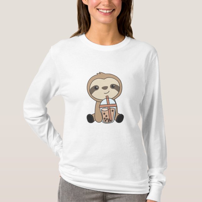 Camiseta Bolha Chá Sloth Com Docinho De Chocolate (Frente)