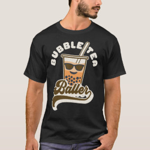 Camiseta Bolha Chamador de Chá Vintage Boba Drink Texto Re
