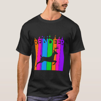 Camiseta Bolha de Arco-Íris de Animal Rena com Silhueta