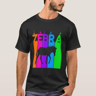 Camiseta Bolha De Arco-Íris De Zebra Animal Com Silhueta