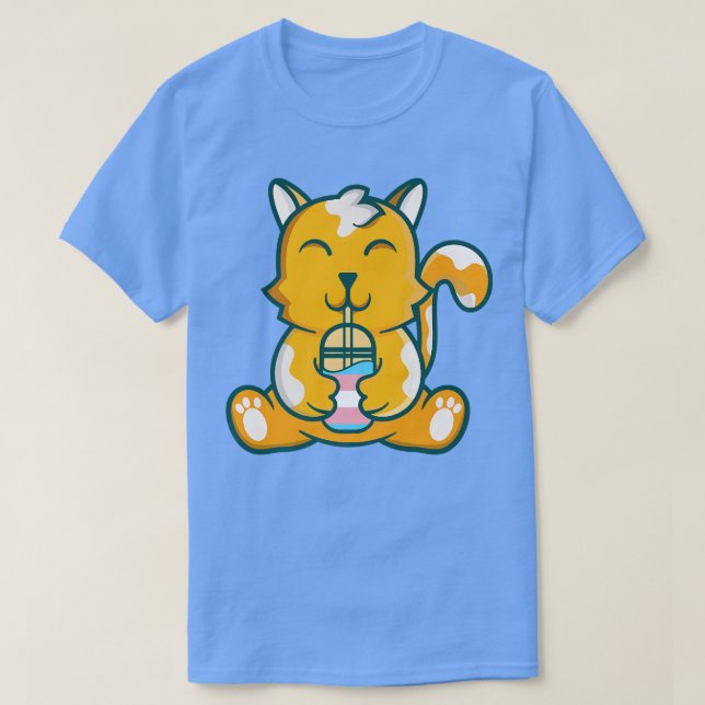 Camiseta bolha de chá transgênero para gatos (Frente do Design)