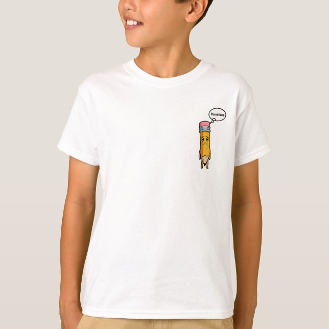 Camiseta Bolha de Pensamento Triste de Lápis Sem Utilidade  (Frente)