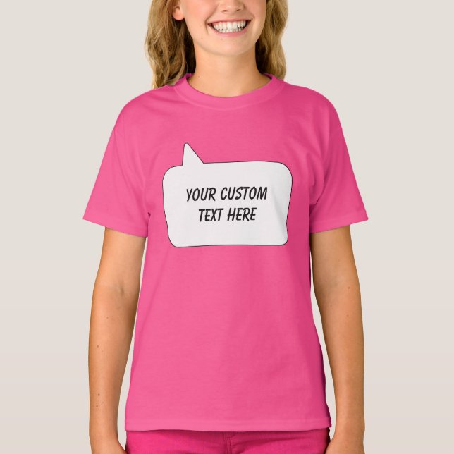 Camiseta Bolha de Voz de Texto Personalizado (Frente)