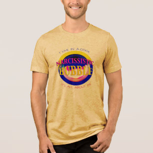 Camiseta "Bolha Narcisista" em vermelho-amarelo-rosa