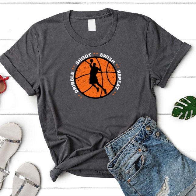 Camiseta Bolha, Tiro, Trovoada, Repetir, Basquete (Criador carregado)