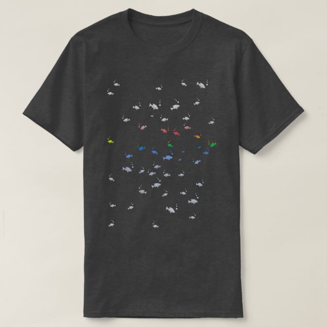 Camiseta Bolhas de Peixe Tropical (Frente do Design)