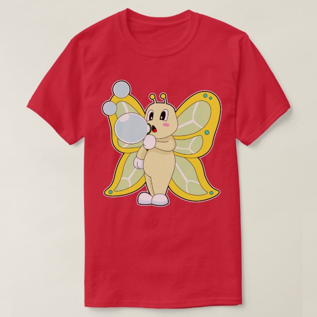 Camiseta Bolhas de sabão de borboletas (Frente do Design)