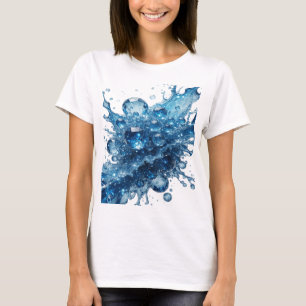 Camiseta BOLHAS DE VIDRO DE ÁGUA Motivo Artístico Prateado