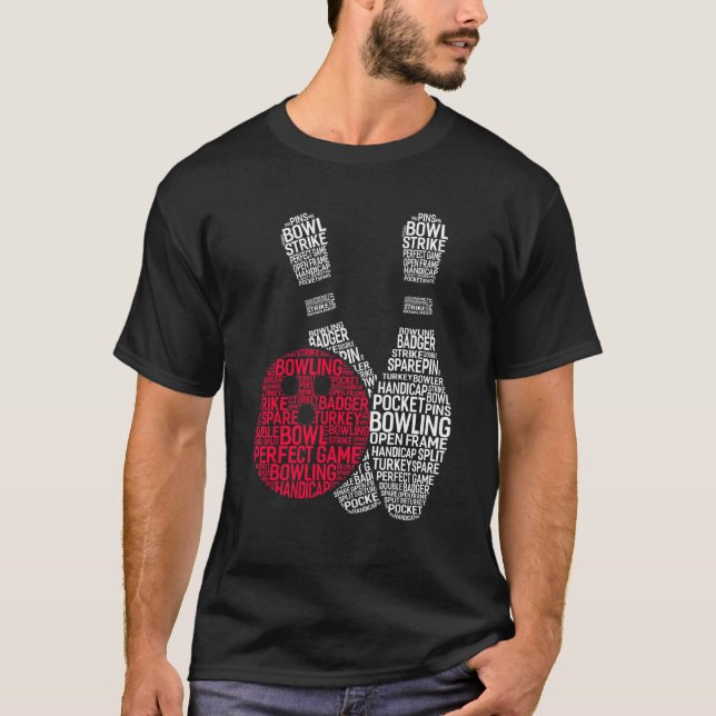Camiseta Boliche alfabética fonética na Boliche de nuvem de (Frente)