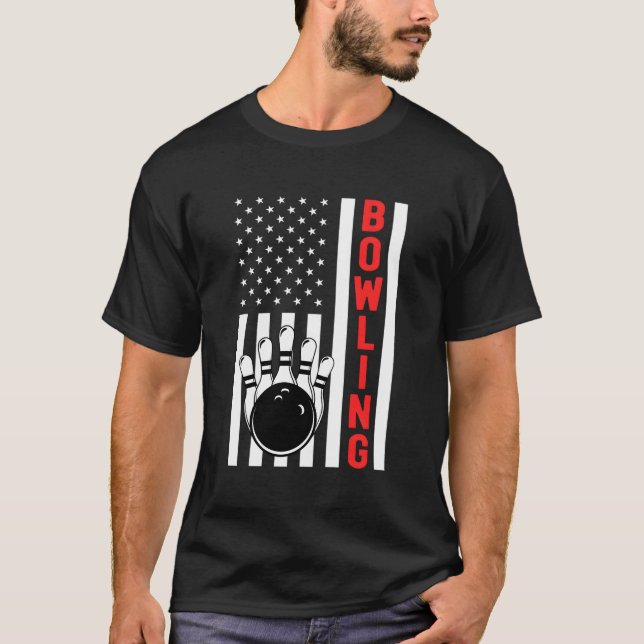 Camiseta Boliche American Flag Patriotic Bowler Boliche Bal (Frente)