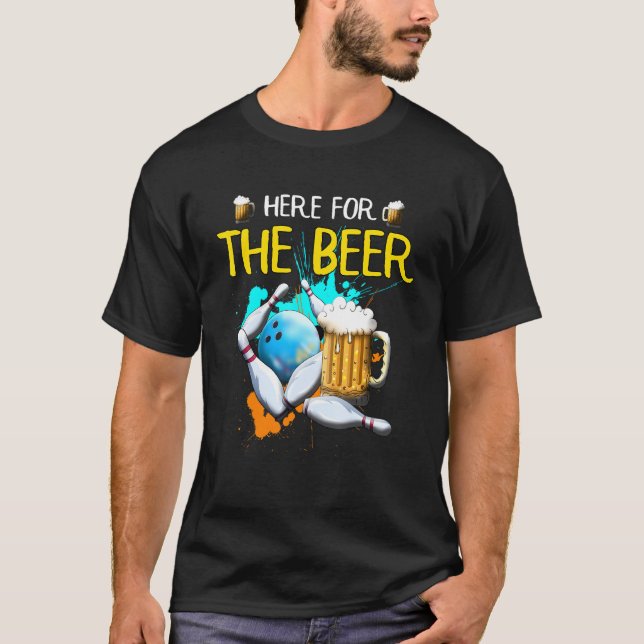 Camiseta Boliche Aqui Para A Cerveja Em Greve De Bola de bo (Frente)