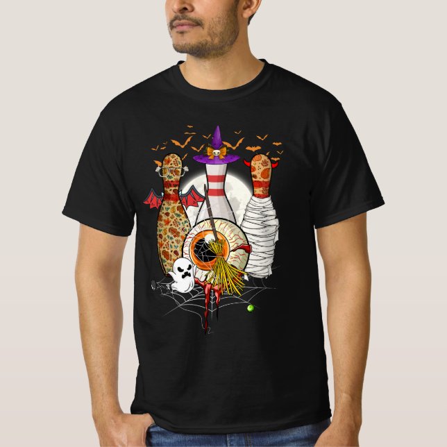 Camiseta Boliche Bonita Três Pinos Bruxa Mummy Halloween Bo (Frente)
