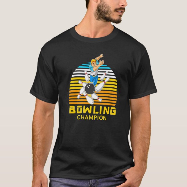 Camiseta Boliche Campeã Retro Vintage Para Masculinas Premi (Frente)