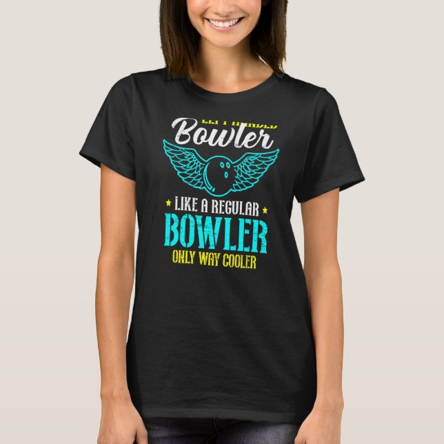 Camiseta Boliche com dez pinos na mão esquerda (Frente)