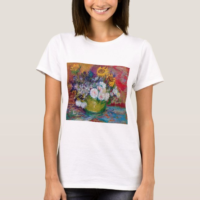 Camiseta Boliche com Flores, Van Gogh (Frente)