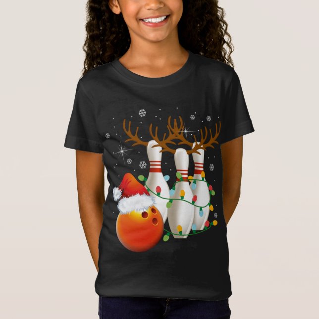 Camiseta Boliche dá Boliche de Natal Santa Hat Christma (Frente)