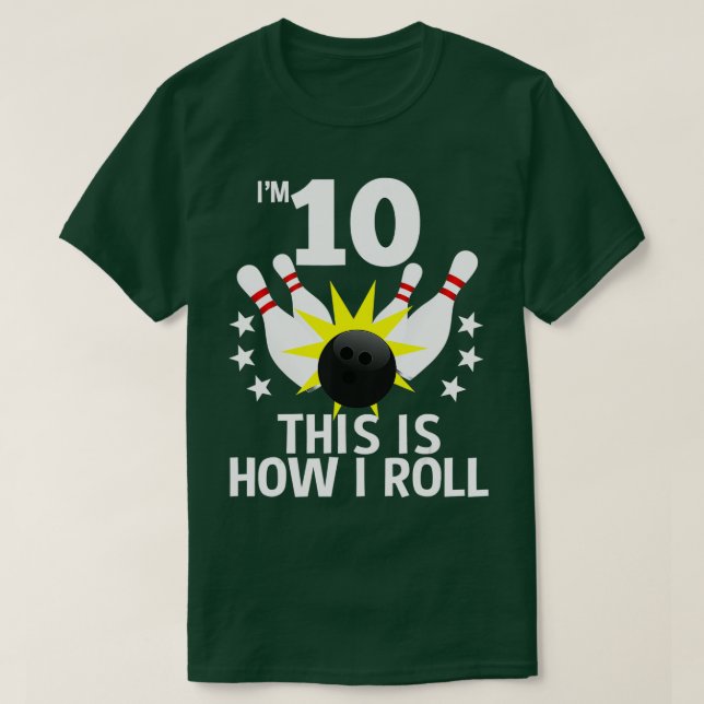 Camiseta boliche de 10 anos como rola 10 (Frente do Design)