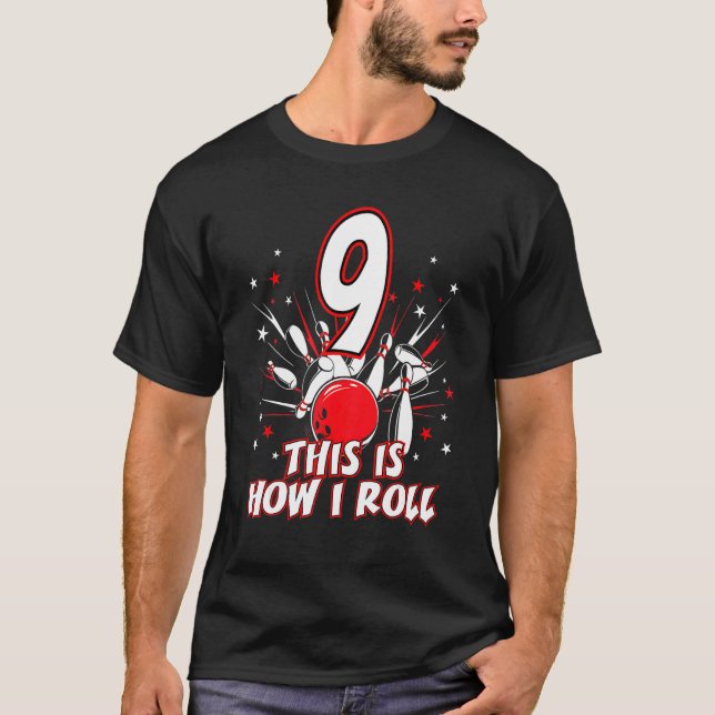 Camiseta boliche de 9 anos como eu rolo 9 (Frente)