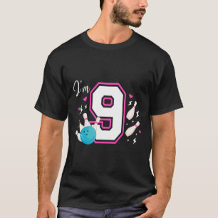 Camiseta Boliche de 9 anos de Boliche de Festa de aniversár